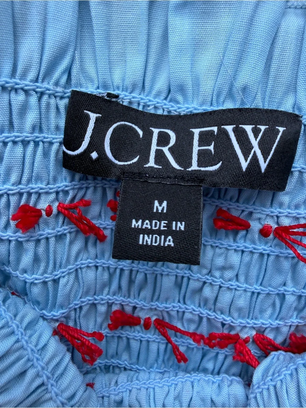 J. CRew Dress Maxi Catania crinkled dress sundress blue red smocked chic bojo